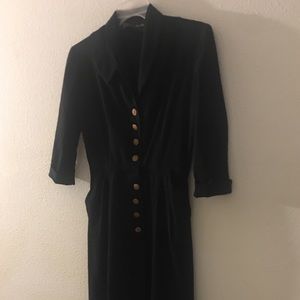 Black vintage wool dress length mid calf